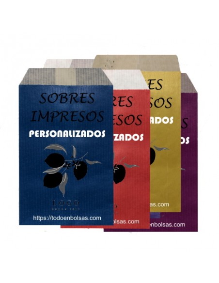 Sobres de Papel de Colores 13 x 17 + 2 Solapa, Interior Kraft Blanco (Impresos)