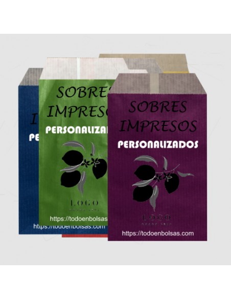 Sobres de Papel de Colores 17 x 21,5 + 2 Solapa, Interior Kraft Blanco (Impresos)