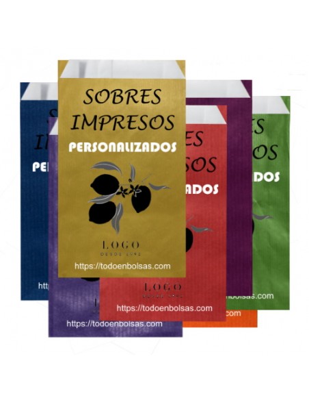 Sobres de Papel de Colores 16 X 27 + 2 Solapa + 5 Fuelle, Interior Kraft Blanco (Impresos)