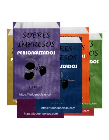 Sobres de Papel de Colores 16 X 27 + 2 Solapa +...