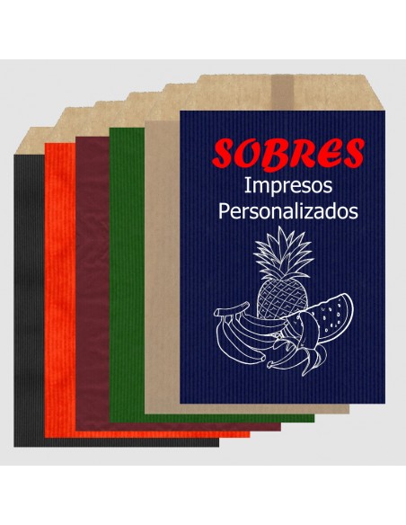 Sobres de Papel de Colores 10 x 15.5 + 2 Solapa, Interior Kraft Marrón (Impresos)