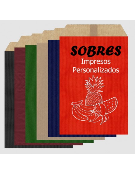 Sobres de Papel de Colores 10 x 15.5 + 2 Solapa, Interior Kraft Marrón (Impresos)