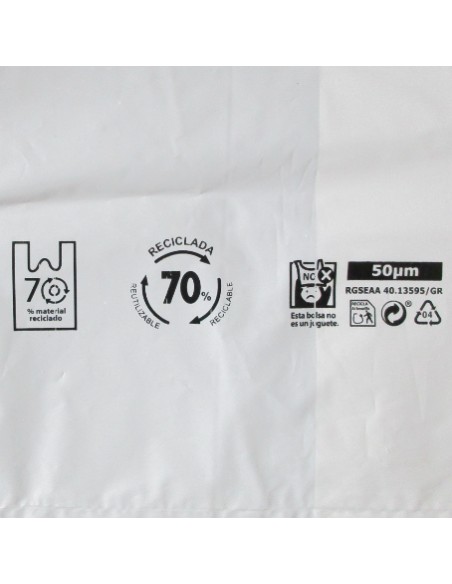Bolsa camiseta 70% Reciclada medida 30 x 40 Personalizada.