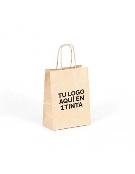 Bolsa de papel asa rizada de 18 + 8 x 24 PERSONALIZADA.