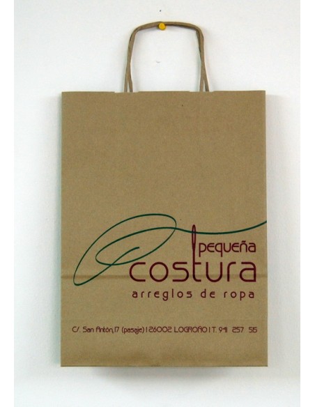 Bolsa de papel asa rizada de 42 + 12 x 35 PERSONALIZADA.