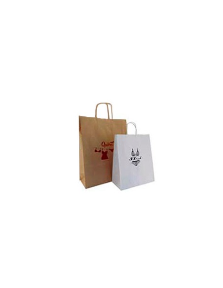 Bolsa de papel asa rizada de 42 + 12 x 35 PERSONALIZADA.