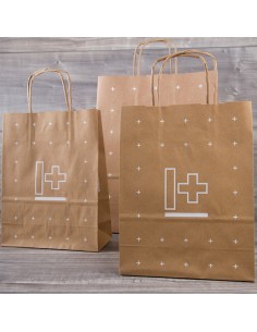Bolsa de papel asa rizada de 54 + 13 x 45 PERSONALIZADA.
