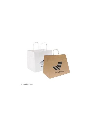 Bolsa de papel asa rizada de 32 + 20 x 32...