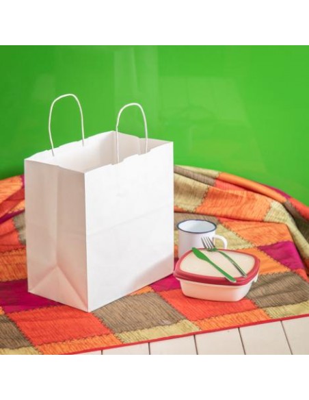 Bolsa de papel asa rizada de 36 + 16 x 43 PERSONALIZADA.