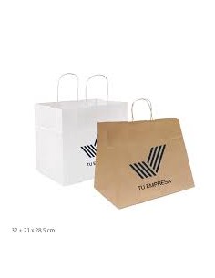 Bolsa de papel asa rizada de 36 + 16 x 43 PERSONALIZADA.