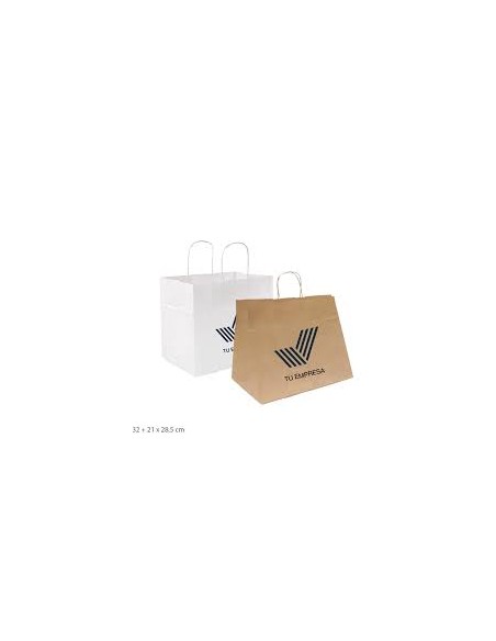 Bolsa de papel asa rizada de 36 + 16 x 43 PERSONALIZADA.
