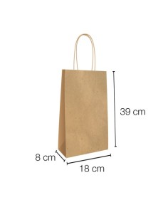 Bolsa de papel asa rizada de 18 + 8 x 39 STANDARD.