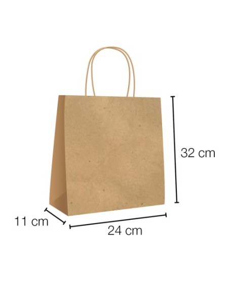 Bolsa de papel asa rizada de 24 + 11 x 32 STANDARD.