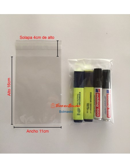 Bolsa Polipropileno con Solapa Adhesiva de 11 x 16 cm