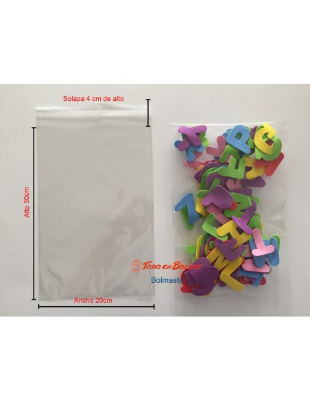 Bolsa de Polipropileno  con Solapa Adhesiva   20 x 30 cm