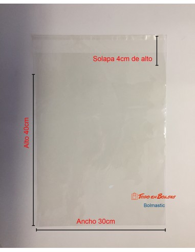Bolsa de Polipropileno con Solapa Adhesiva 30 x 40 cm
